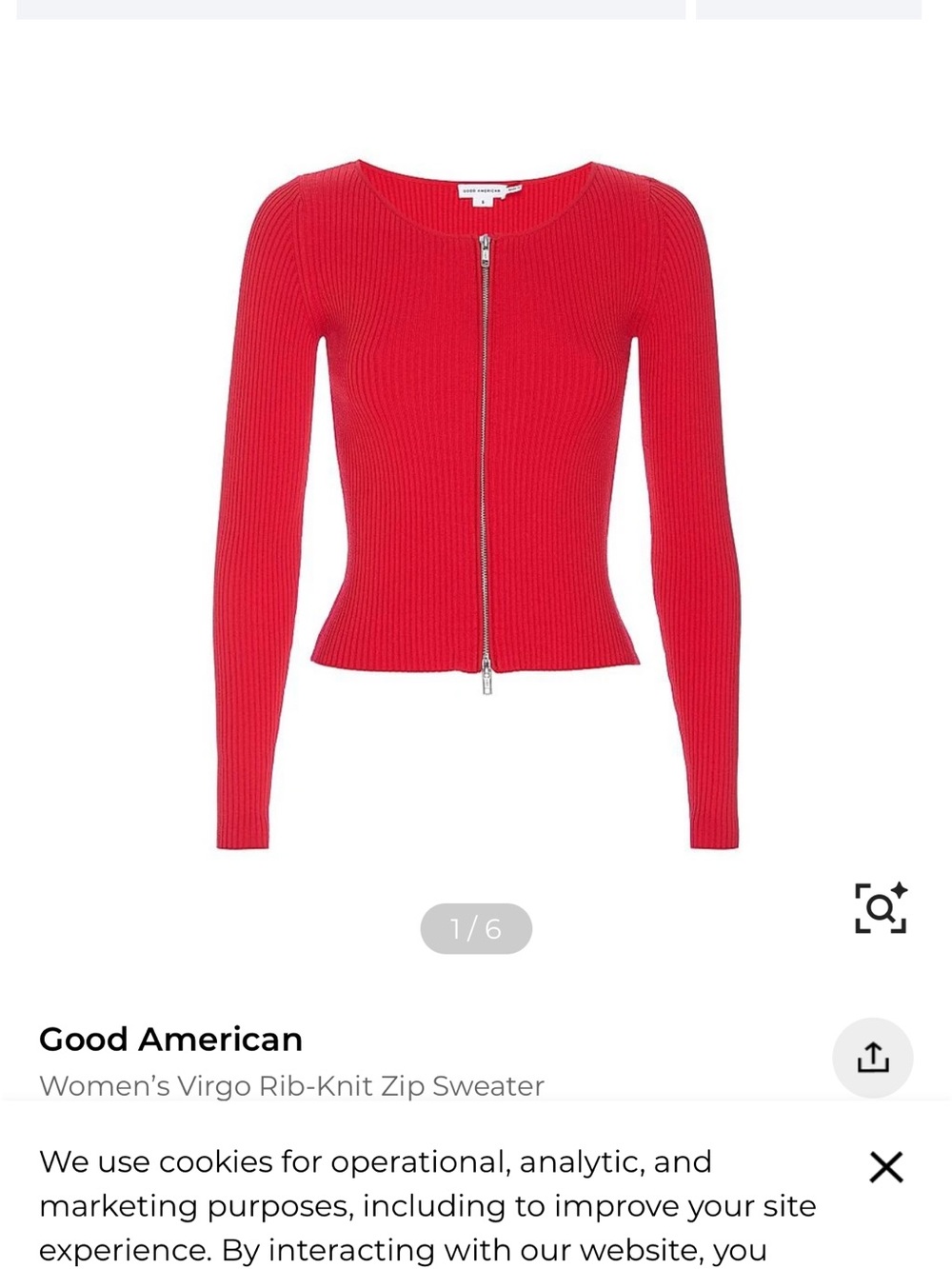 Good American Red Ribbed Zip Sweater - Picture 2 of 5
